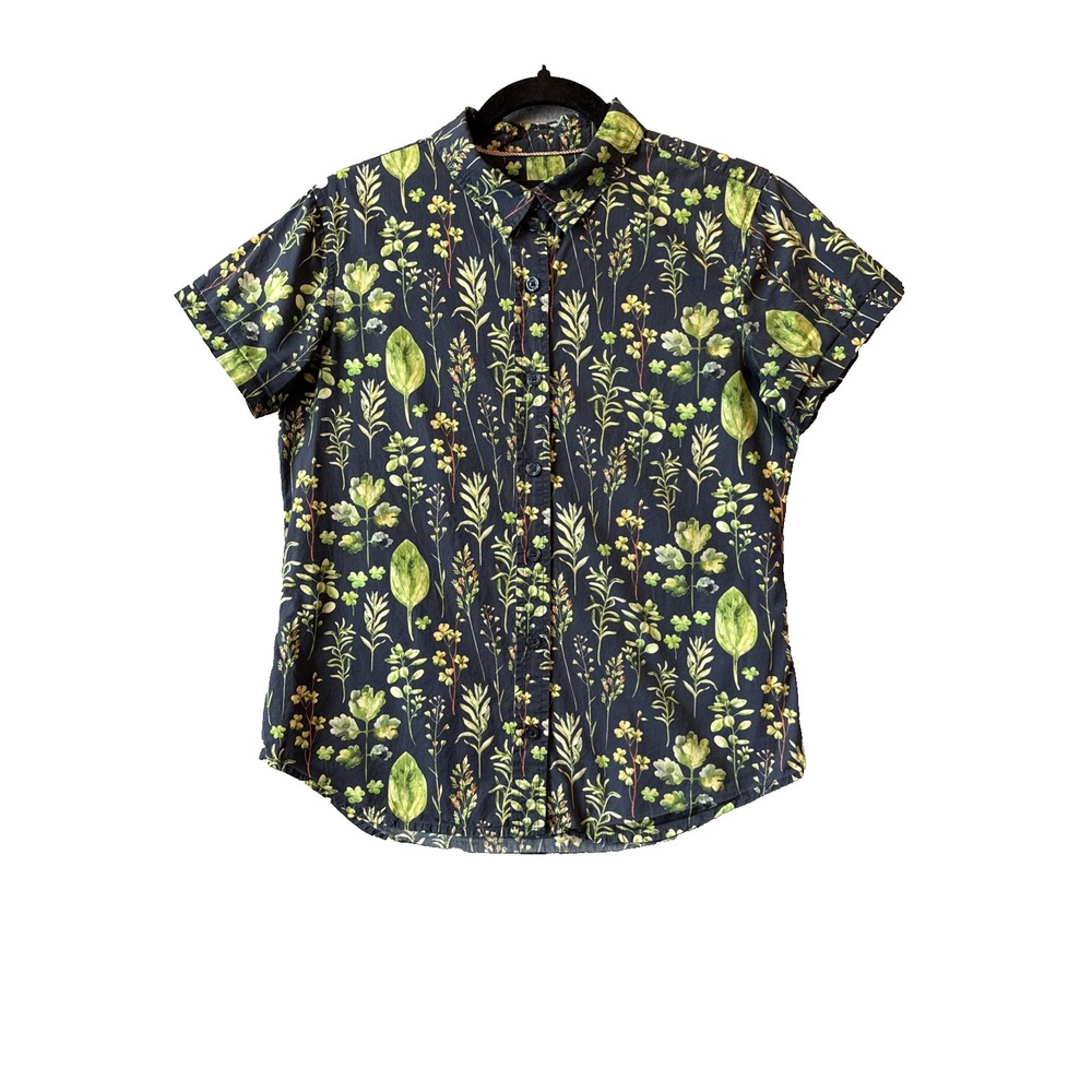 Wildfang The Essential XS Dark Green Botanical Plant Cotton Androgynous Cottage